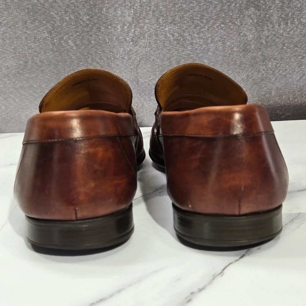 Magnanni Lino Loafers Mens Size 10 Brown Leather Buckle Strap Dress Shoes Spain